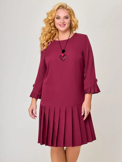 💌 【S-5XL】👗 2024 zimowa nowa wysokiej jakości elegancka sukienka w jednolitym kolorze-3813793