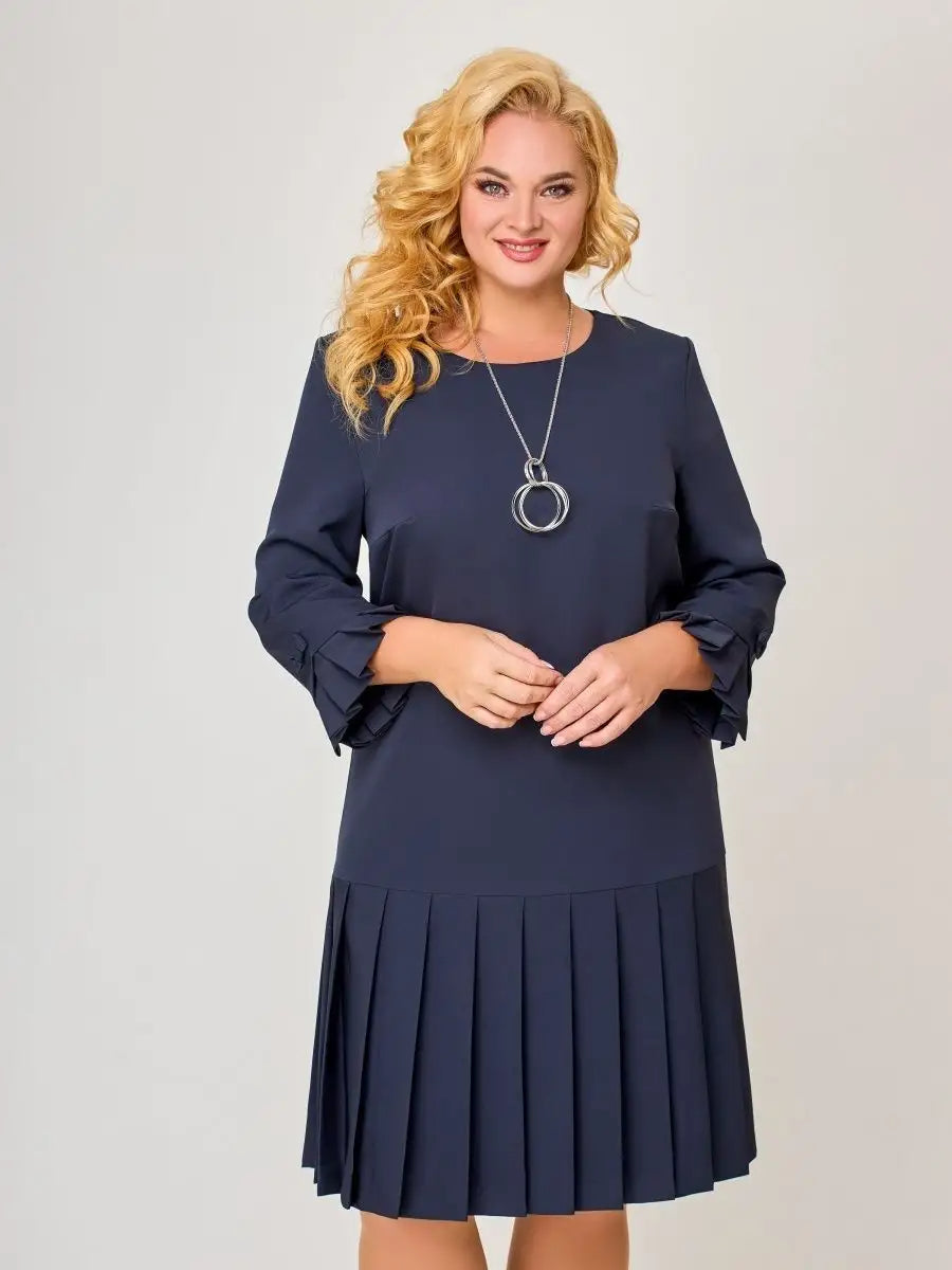 💌 【S-5XL】👗 2024 zimowa nowa wysokiej jakości elegancka sukienka w jednolitym kolorze-3813793